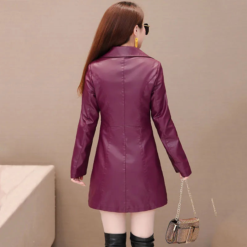 Jaqueta Feminina Longa com Estilo Slim e Design Punk – (Promoção de Inverno 2025)