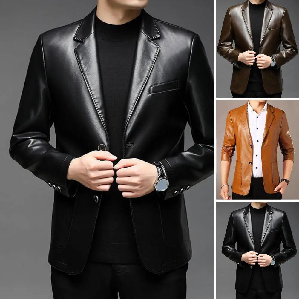 Jaqueta Masculina Gola Lapela Estilo Casual Elegante – (Promoção de Inverno 2025)