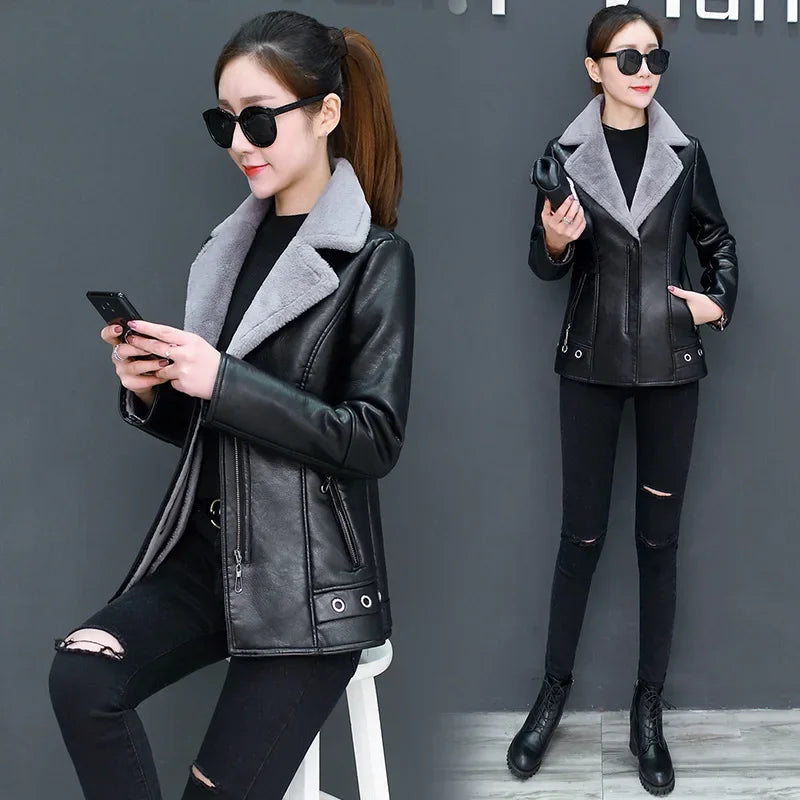 Jaqueta Feminina Oversized com Forro Peluciado e Gola Dobrável – (Promoção de Inverno 2025)