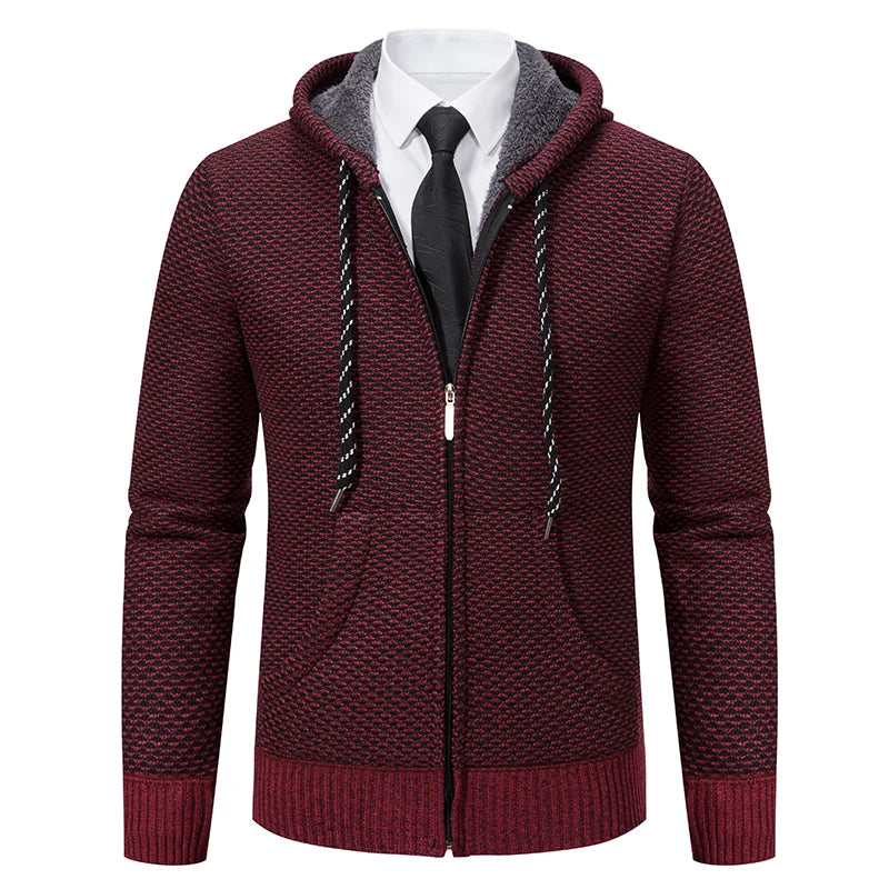 Jaqueta Masculina Cardigan com Gola Dobrável Forro Fleece Estilo Vintage – (Promoção de Inverno 2025)