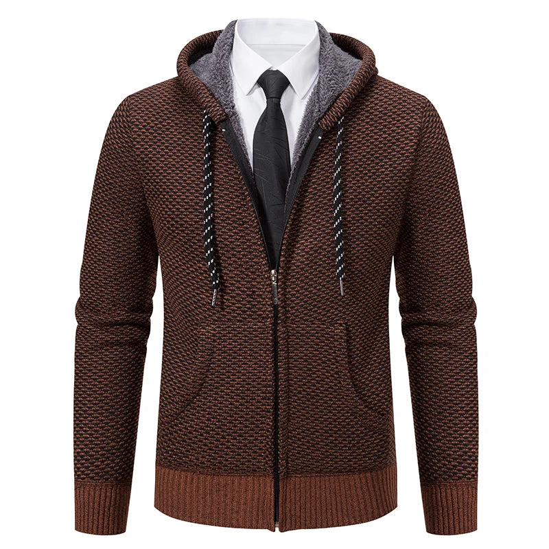 Jaqueta Masculina Cardigan com Gola Dobrável Forro Fleece Estilo Vintage – (Promoção de Inverno 2025)