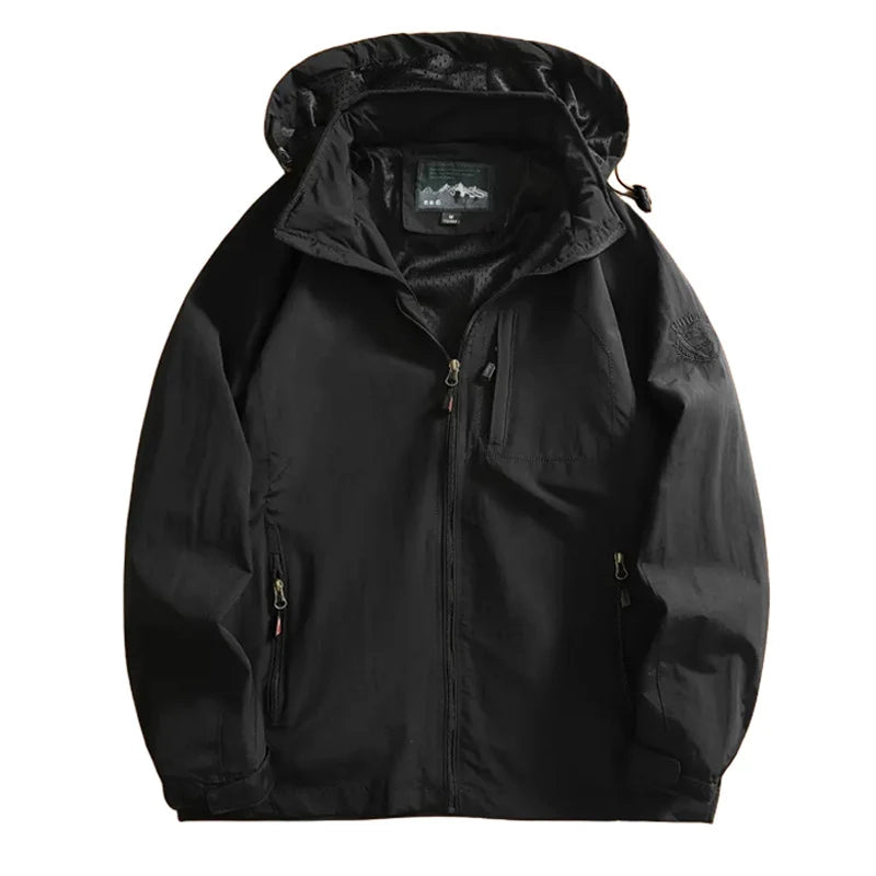 Jaqueta Masculina Impermeável com Capuz Respirável Secagem Rápida – (Promoção de Inverno 2025)