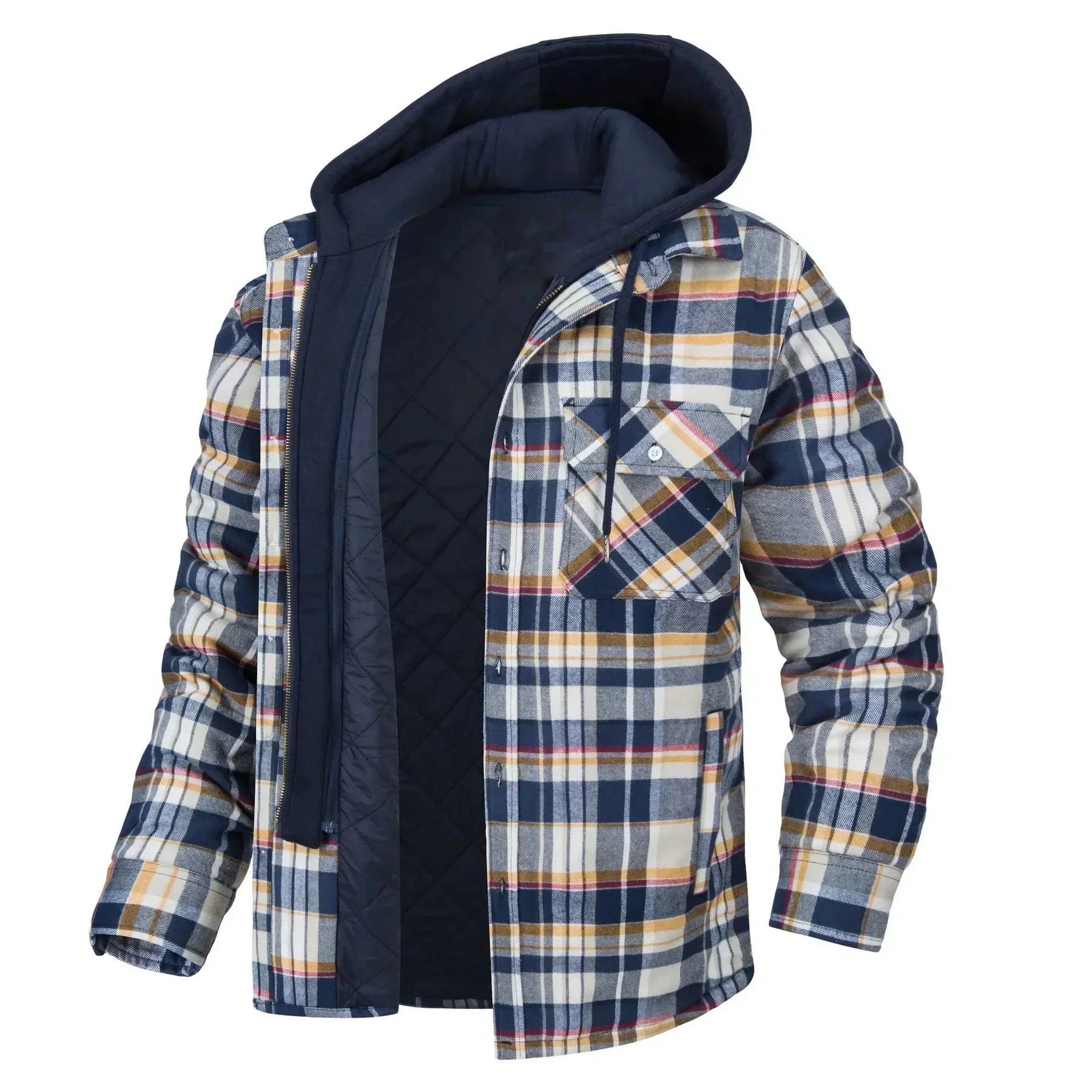 Casaco Masculino Quadriculado Para Inverno com Capuz Forro de Algodão - (Promoção de Inverno 2025)
