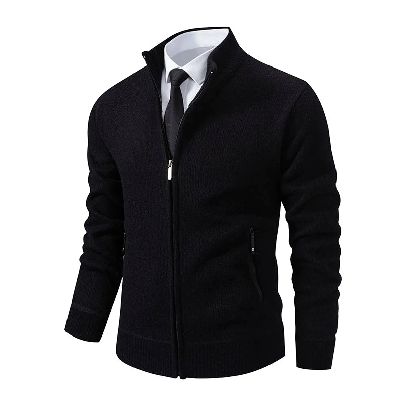 Jaqueta Masculina Cardigan com Gola Dobrável Forro Fleece Estilo Vintage – (Promoção de Inverno 2025)