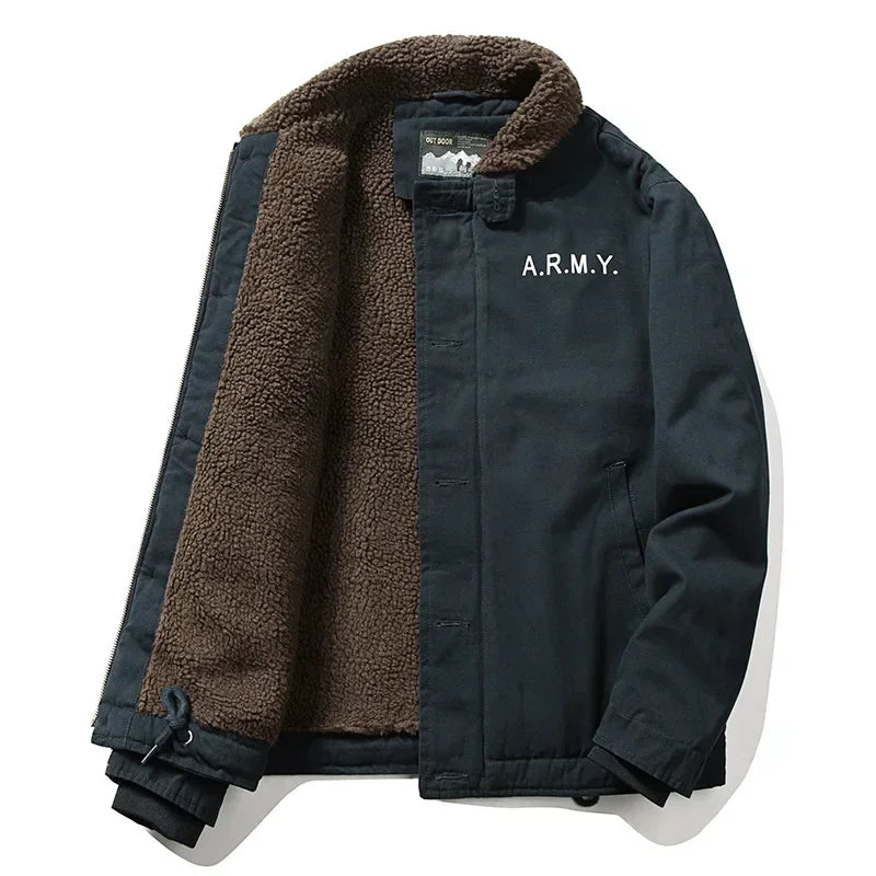 Jaqueta Masculina com Gola de Lã Forro Interno Estilo Casual – (Promoção de Inverno 2025)