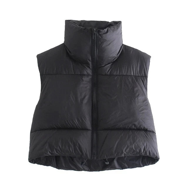 Colete Feminino Acolchoado sem Mangas Gola Alta em Algodão - (Promoção de Inverno 2025)