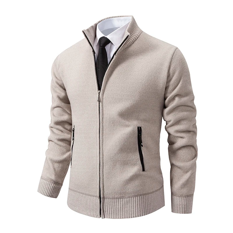 Jaqueta Masculina Cardigan com Gola Dobrável Forro Fleece Estilo Vintage – (Promoção de Inverno 2025)
