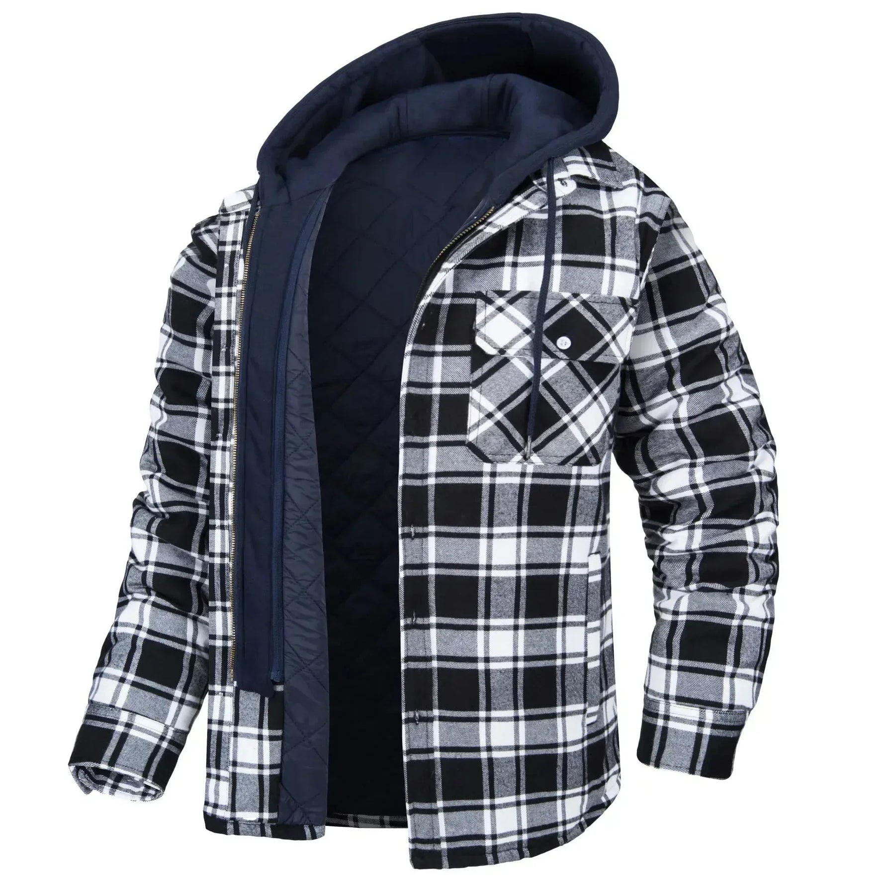 Casaco Masculino Quadriculado Para Inverno com Capuz Forro de Algodão - (Promoção de Inverno 2025)