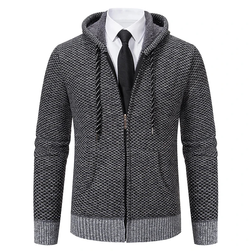 Jaqueta Masculina Cardigan com Gola Dobrável Forro Fleece Estilo Vintage – (Promoção de Inverno 2025)