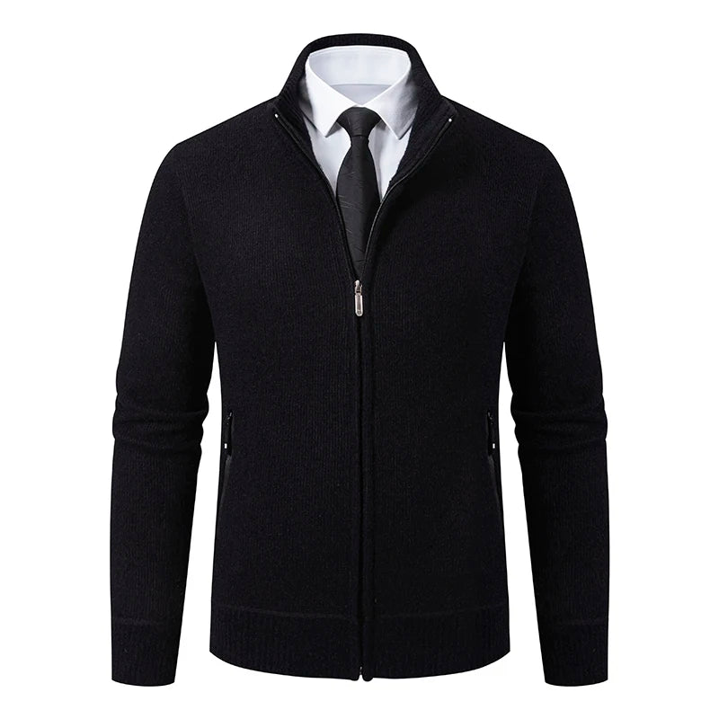 Jaqueta Masculina Cardigan com Gola Dobrável Forro Fleece Estilo Vintage – (Promoção de Inverno 2025)
