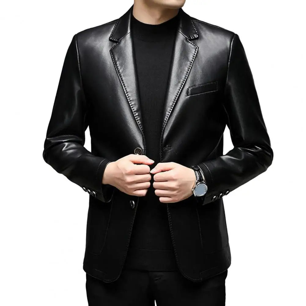 Jaqueta Masculina Gola Lapela Estilo Casual Elegante – (Promoção de Inverno 2025)