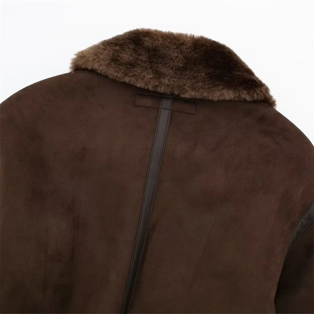 Jaqueta Feminina com Gola Alta Modelagem Solta Dupla Face – (Promoção de Inverno 2025)