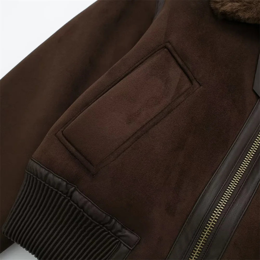 Jaqueta Feminina com Gola Alta Modelagem Solta Dupla Face – (Promoção de Inverno 2025)