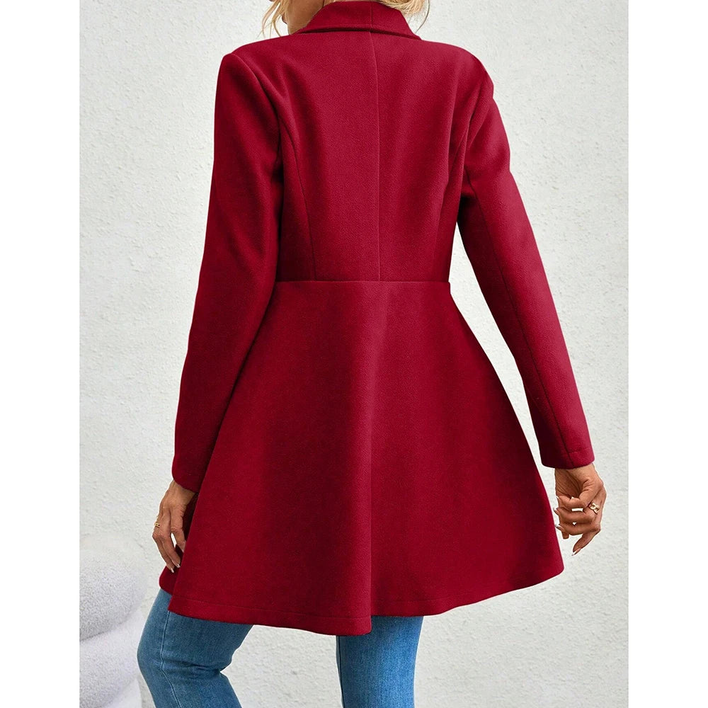 Casaco Feminino de Inverno com Gols Lapel e Botões - (Promoção de Inverno 2025)
