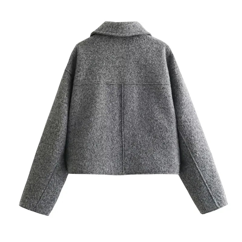 Jaqueta Feminina Curta em Tweed com Zíper - Modelo Cropped - (Promoção de Inverno 2025)