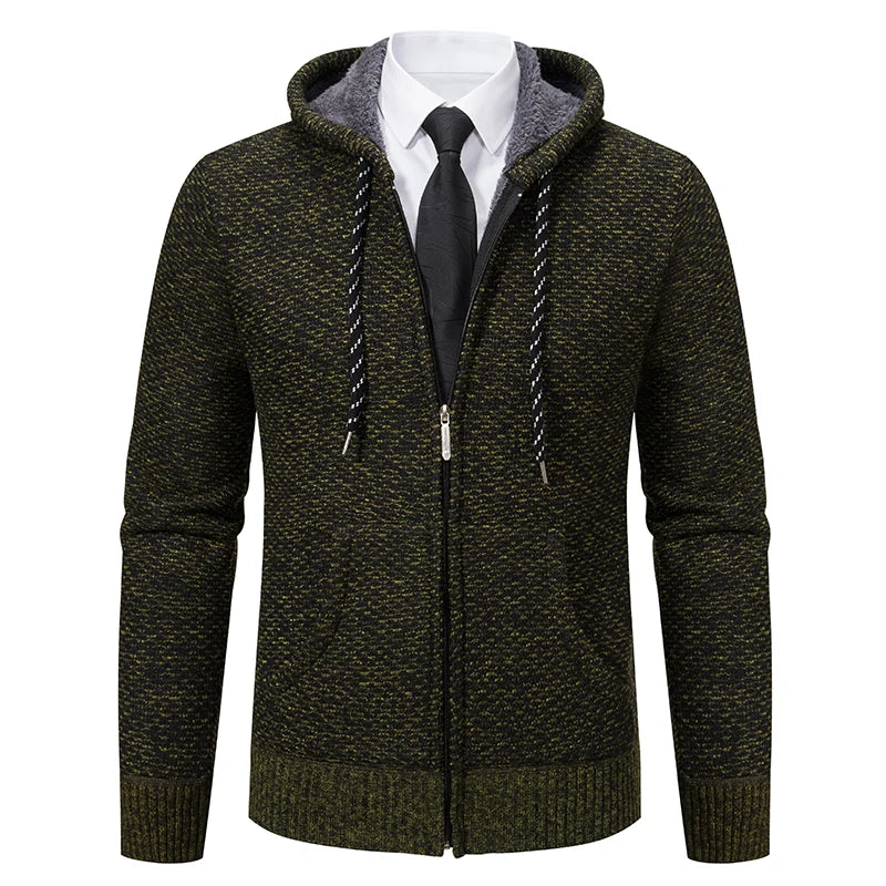 Jaqueta Masculina Cardigan com Gola Dobrável Forro Fleece Estilo Vintage – (Promoção de Inverno 2025)