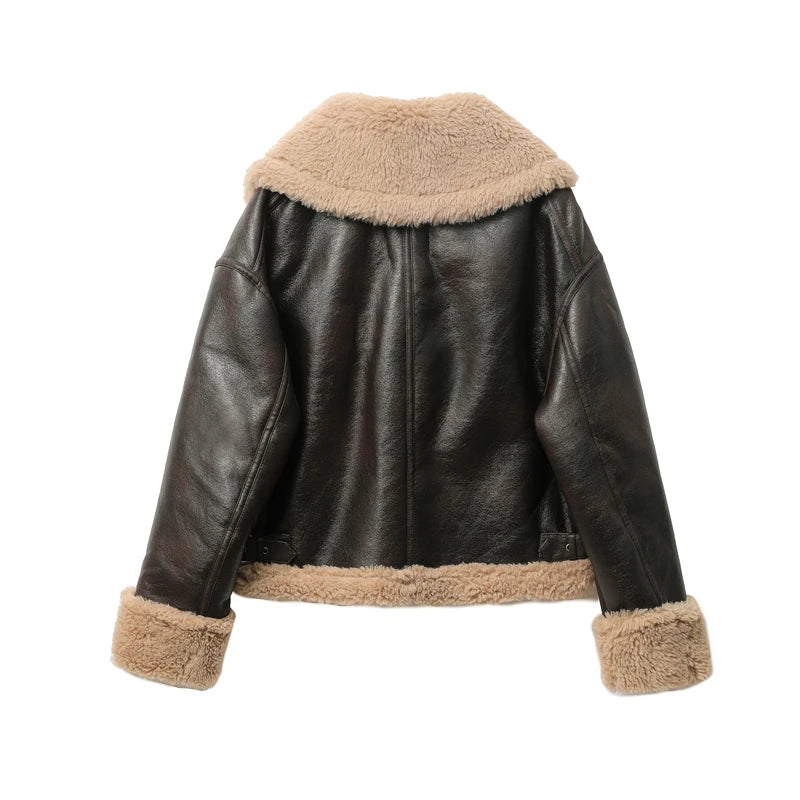 Jaqueta Feminina Curta com Forro Quente Design Dupla Face – (Promoção de Inverno 2025)