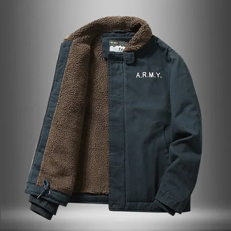 Jaqueta Masculina com Gola de Lã Forro Interno Estilo Casual – (Promoção de Inverno 2025)