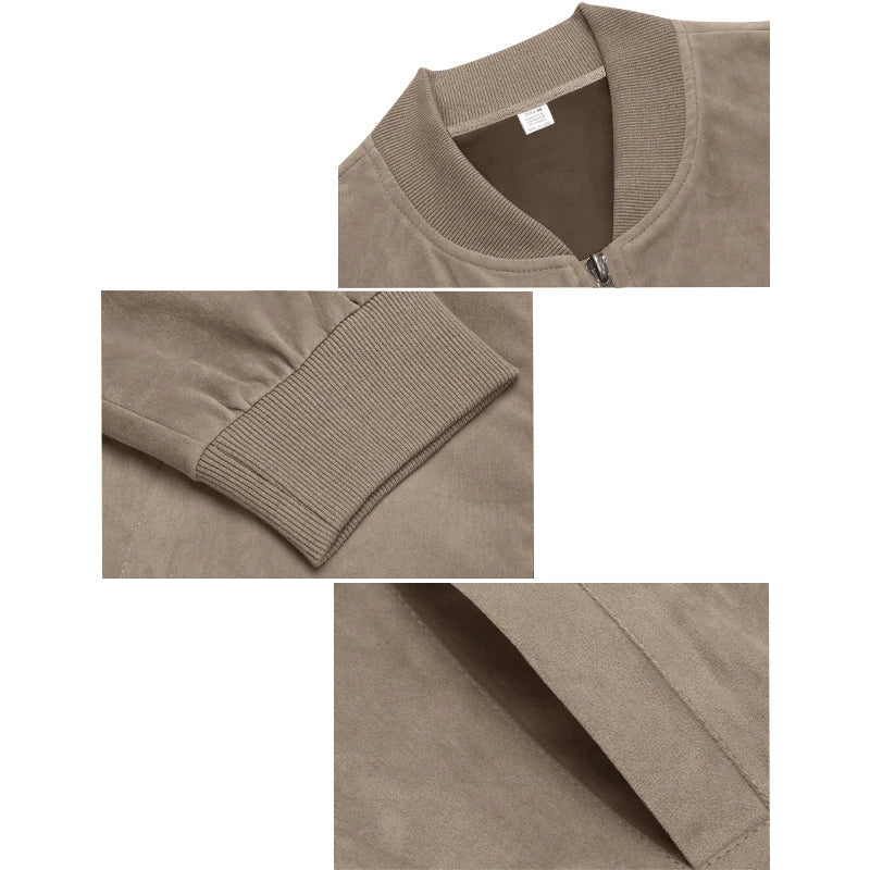 Jaqueta Masculina com Zíper e Gola Alta Casual Retrô – (Promoção de Inverno 2025)