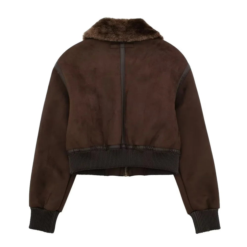 Jaqueta Feminina com Gola Alta Modelagem Solta Dupla Face – (Promoção de Inverno 2025)