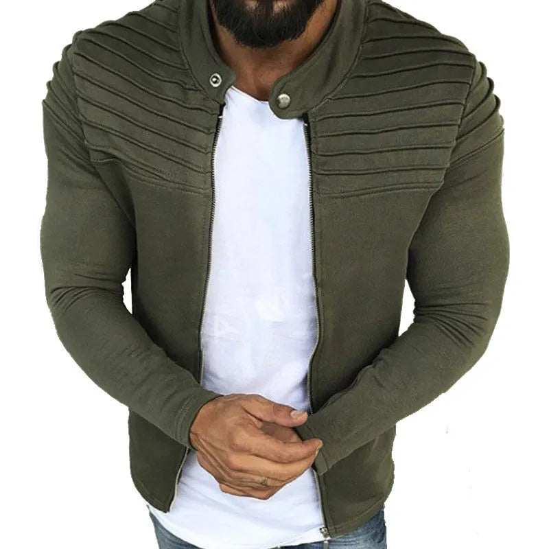 Jaqueta Masculina Slim com Listras, Zíper Frontal Estilo Esportivo – (Promoção de Inverno 2025)