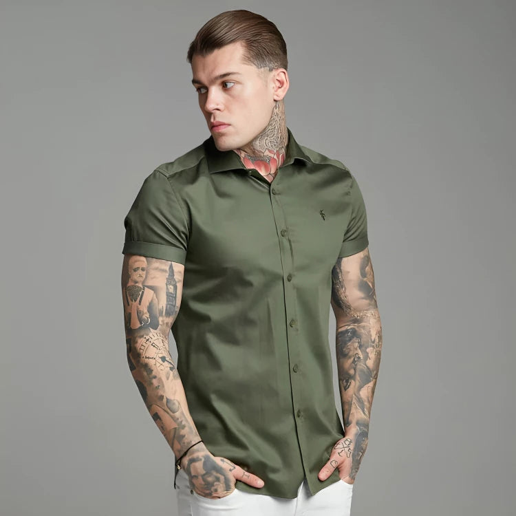 ELEGANZA - CAMISA SOCIAL SLIM DE MANGA CURTA