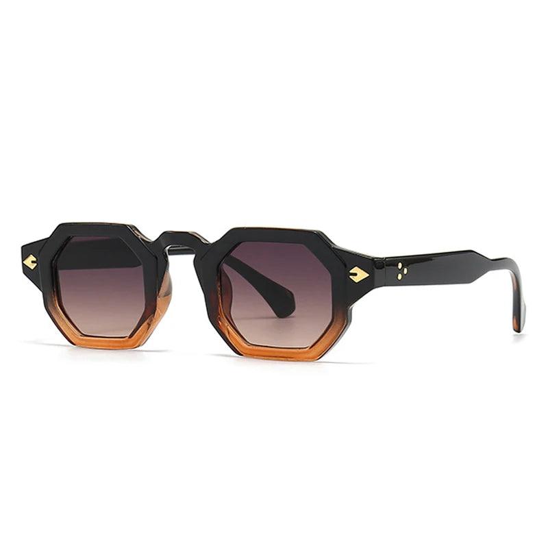 SO & EI-Retro Polygon Square Rivets Óculos de Sol para Homens e Mulheres, Gradiente Shades, UV400, Brand Designer, Punk Sun Glasses