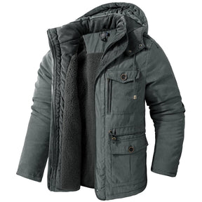 Jaqueta Masculina Tática com Capuz Forro Fleece e Bolsos - (Promoção de Inverno 2025)
