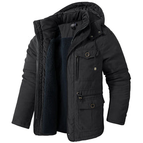 Jaqueta Masculina Tática com Capuz Forro Fleece e Bolsos - (Promoção de Inverno 2025)