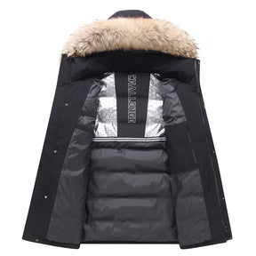 Jaqueta Masculina Longa com Capuz Peluciado – (Promoção de Inverno 2025)