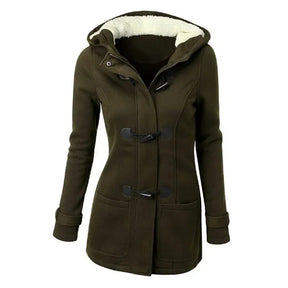 Casaco Feminino Básico com Capuz e Zíper - Sobretudo Casual para Outono/Inverno - (Promoção de Inverno 2025)
