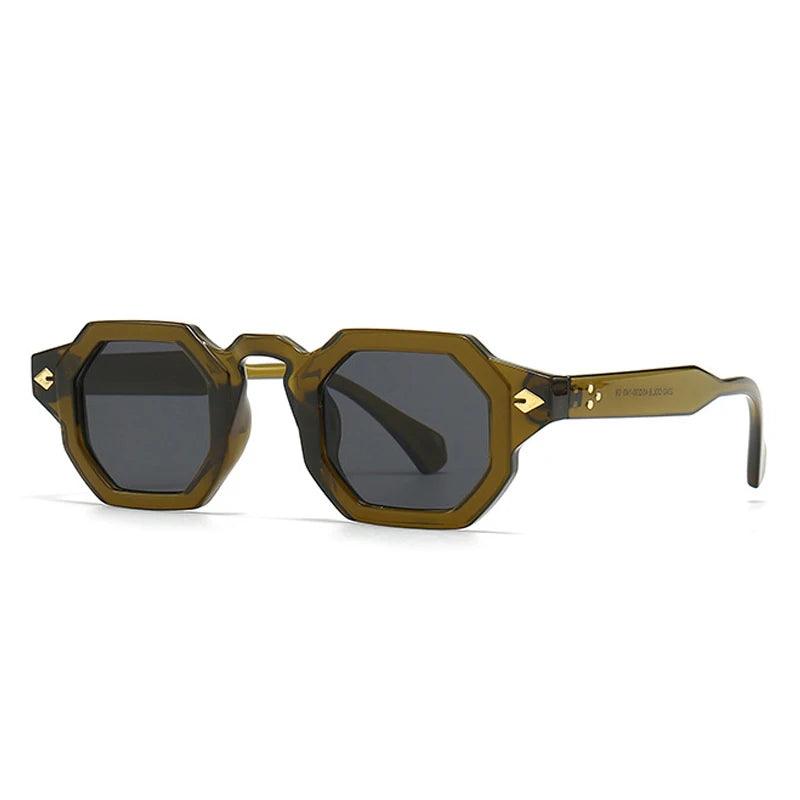 SO & EI-Retro Polygon Square Rivets Óculos de Sol para Homens e Mulheres, Gradiente Shades, UV400, Brand Designer, Punk Sun Glasses