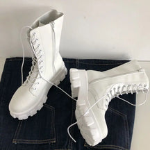 Bota Feminina Cano Médio Cadarço e Zíper com Plataforma Confortável - (Promoção de Inverno 2025)