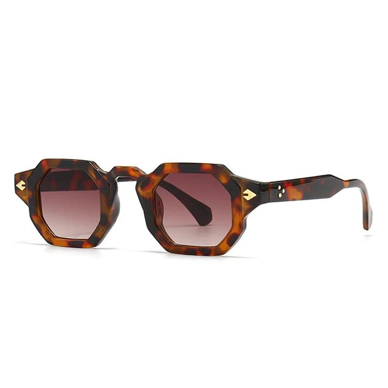 SO & EI-Retro Polygon Square Rivets Óculos de Sol para Homens e Mulheres, Gradiente Shades, UV400, Brand Designer, Punk Sun Glasses