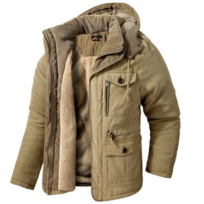 Jaqueta Masculina Tática com Capuz Forro Fleece e Bolsos - (Promoção de Inverno 2025)