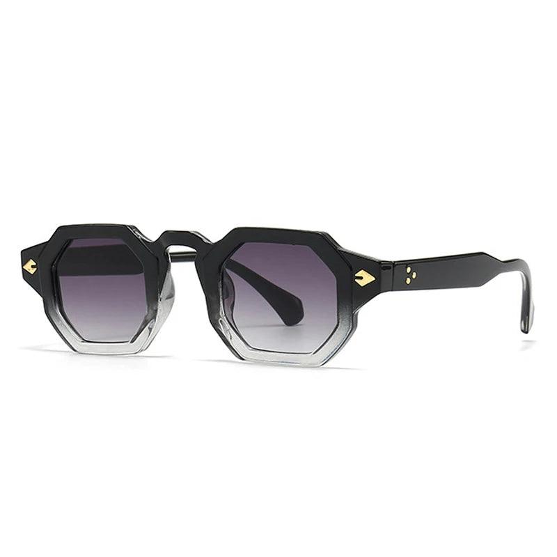 SO & EI-Retro Polygon Square Rivets Óculos de Sol para Homens e Mulheres, Gradiente Shades, UV400, Brand Designer, Punk Sun Glasses