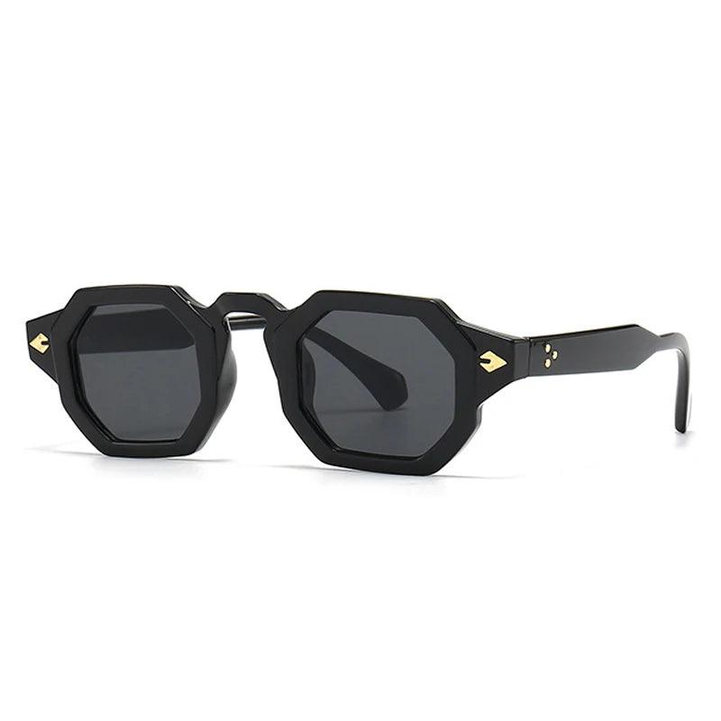 SO & EI-Retro Polygon Square Rivets Óculos de Sol para Homens e Mulheres, Gradiente Shades, UV400, Brand Designer, Punk Sun Glasses