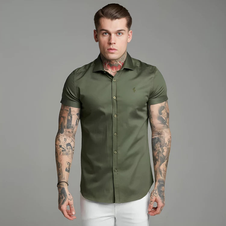 ELEGANZA - CAMISA SOCIAL SLIM DE MANGA CURTA