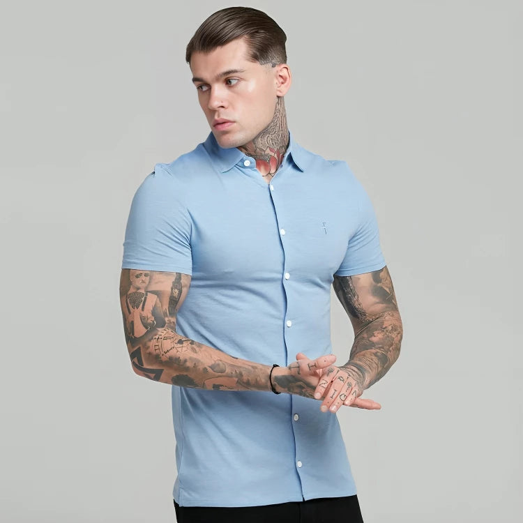 ELEGANZA - CAMISA SOCIAL SLIM DE MANGA CURTA