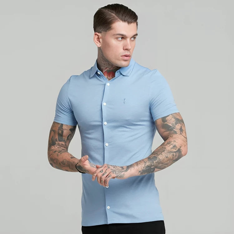 ELEGANZA - CAMISA SOCIAL SLIM DE MANGA CURTA