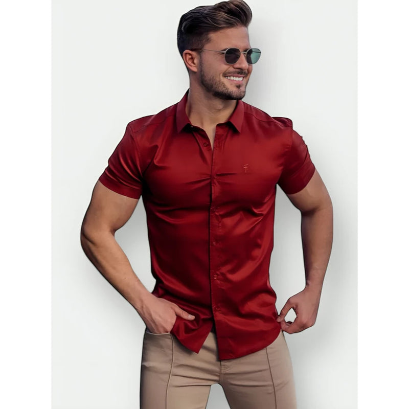 ELEGANZA - CAMISA SOCIAL SLIM DE MANGA CURTA