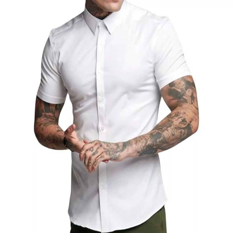 ELEGANZA - CAMISA SOCIAL SLIM DE MANGA CURTA