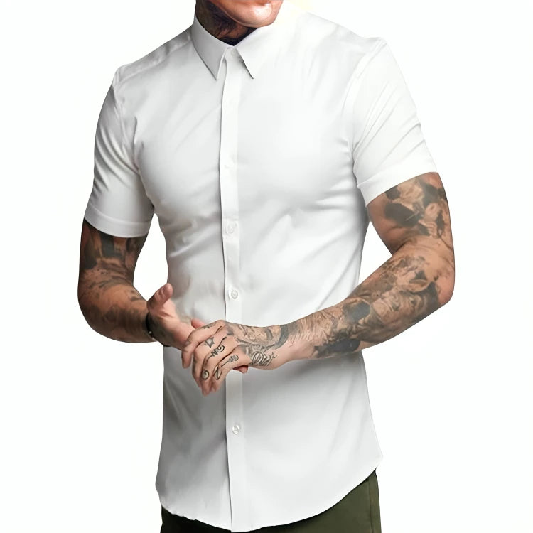 ELEGANZA - CAMISA SOCIAL SLIM DE MANGA CURTA