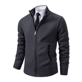 Jaqueta Masculina Cardigan com Gola Dobrável Forro Fleece Estilo Vintage – (Promoção de Inverno 2025)