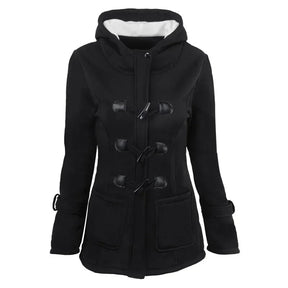 Casaco Feminino Básico com Capuz e Zíper - Sobretudo Casual para Outono/Inverno - (Promoção de Inverno 2025)
