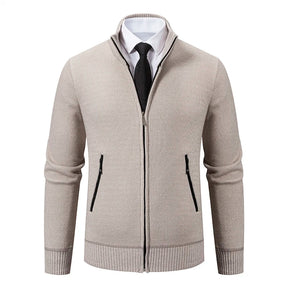 Jaqueta Masculina Cardigan com Gola Dobrável Forro Fleece Estilo Vintage – (Promoção de Inverno 2025)