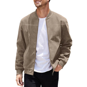 Jaqueta Masculina com Zíper e Gola Alta Casual Retrô – (Promoção de Inverno 2025)
